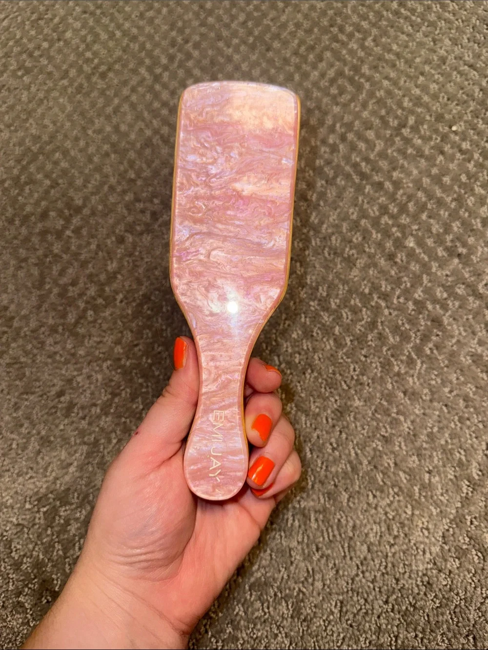 Emjay Mini Natural Boar Bristle Paddle Brush - Pink